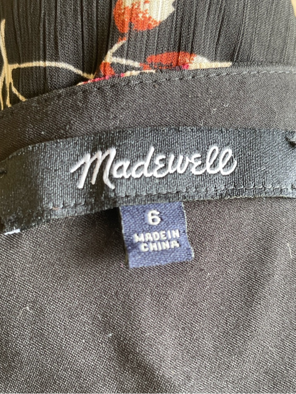 Madewell Black Floral V-Neck Mini Dress - Picture 7 of 7